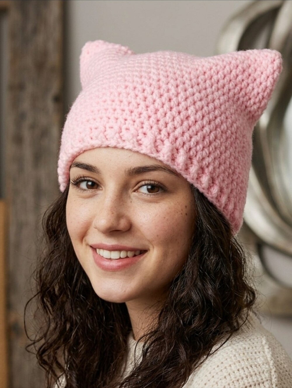 Cat hat, Cat Beanie, Pink Pussycat Beanie, Women's Beanie, Kitty Hat